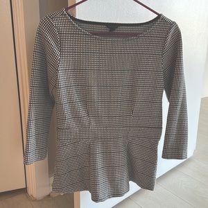 Ann Taylor tailored peplum 3/4 sleeve, plaid design - size XXS